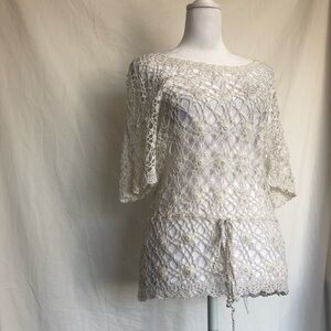 Women’s Crochet Lace Tunic Top - Cream